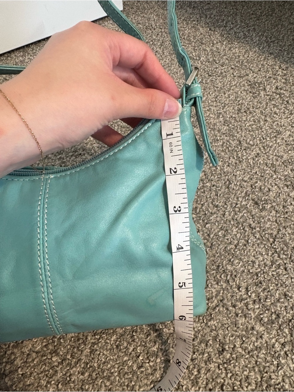 Y2K Danier Turquoise Leather Shoulder Bag - Picture 13 of 16